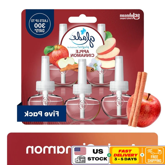 Apple Cinnamon Air Freshener PlugIns 5 Refills Essential Oil Diffuser Cozy Scented Oil Home Fragrance 60 Days Lasting