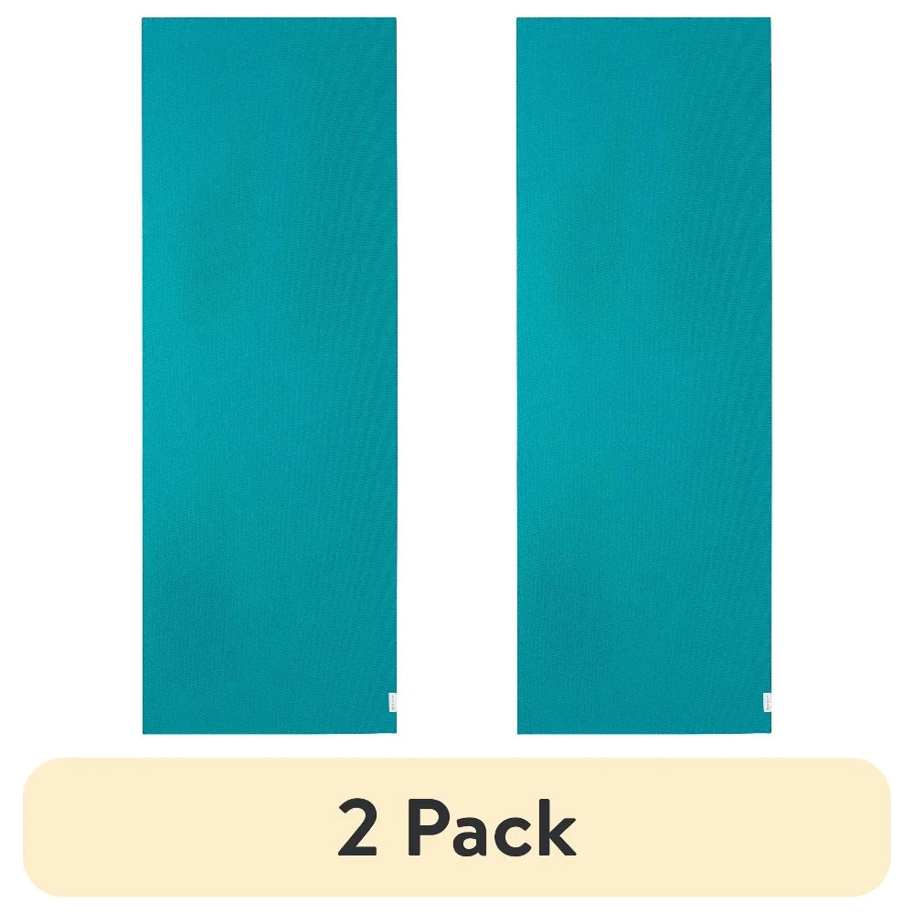 (2 pack) No-Slip Yoga/Pilates Mat Towel, Teal and Grey