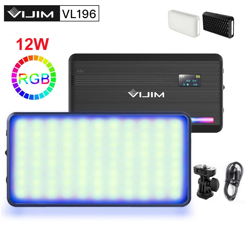 VIJIM RGB LED Video Light VL196 VL120 2500K-9000K Dimmable 12W