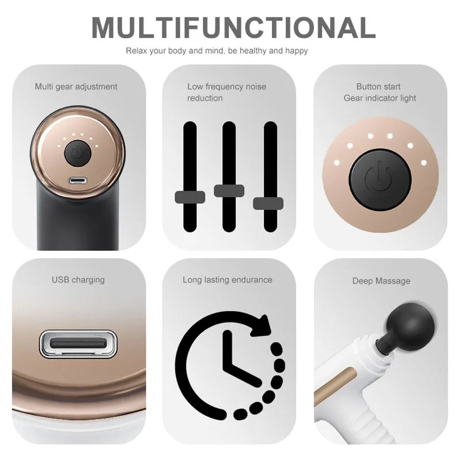 Fitness Massager Fascia Gun Electric Massager With 4 Replaceable Heads