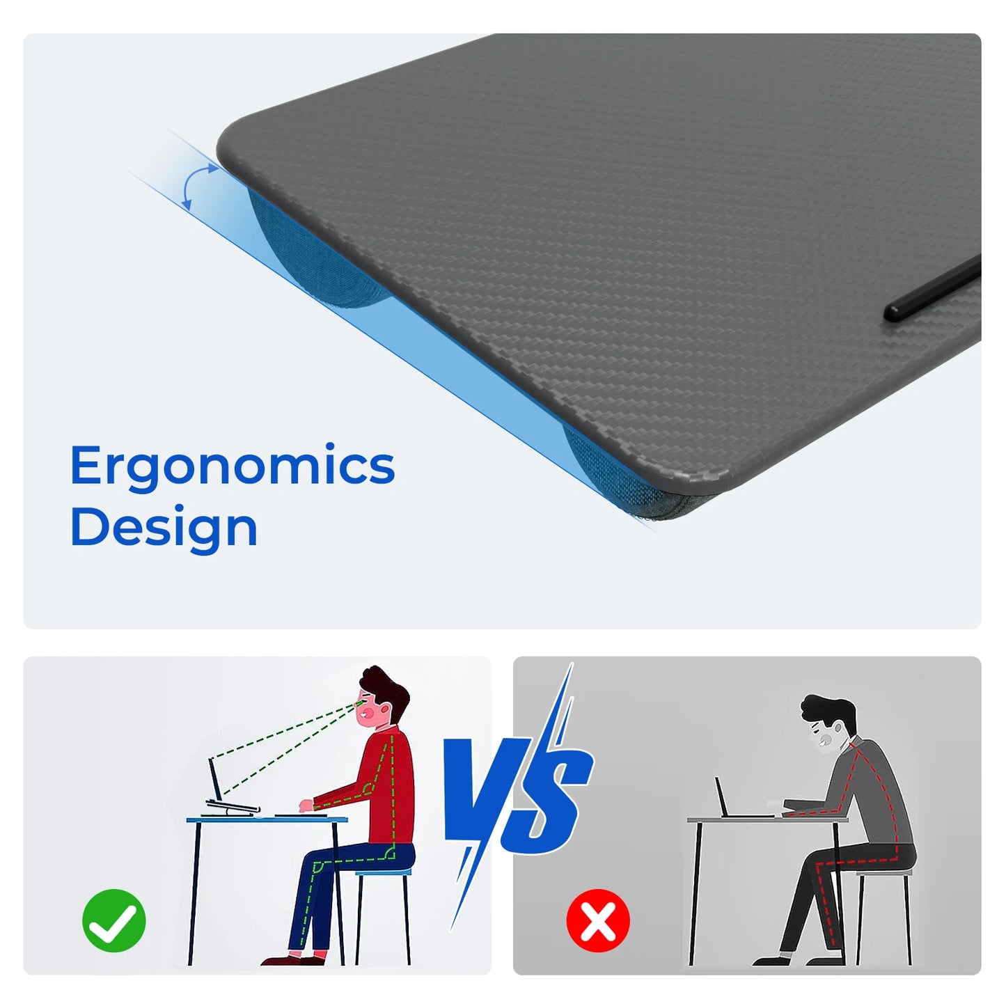 Hignconcerned Lap Desk With Mouse Pad And Phone Holder