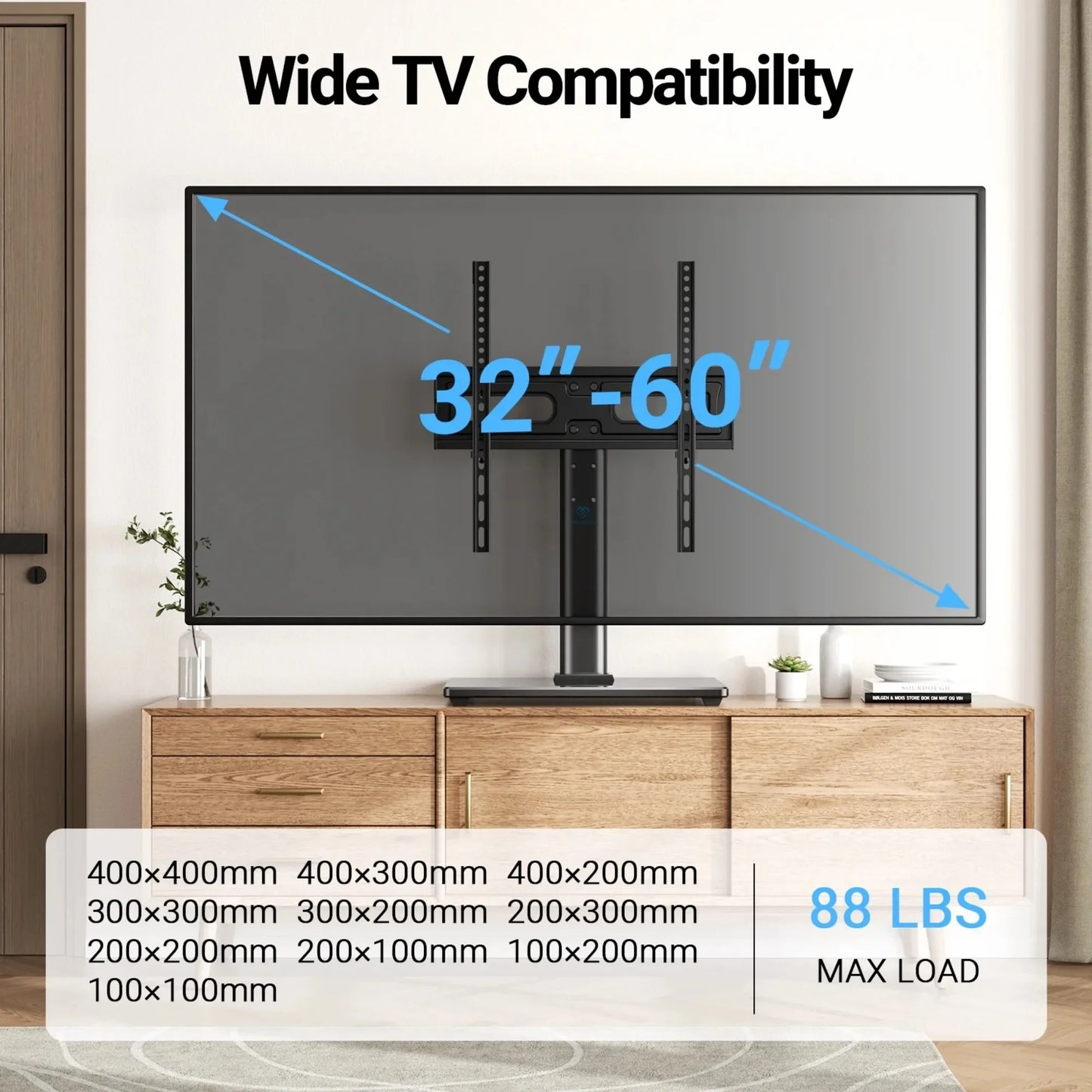 High-concerned Universal Swivel Tabletop TV Stand For Any TV
