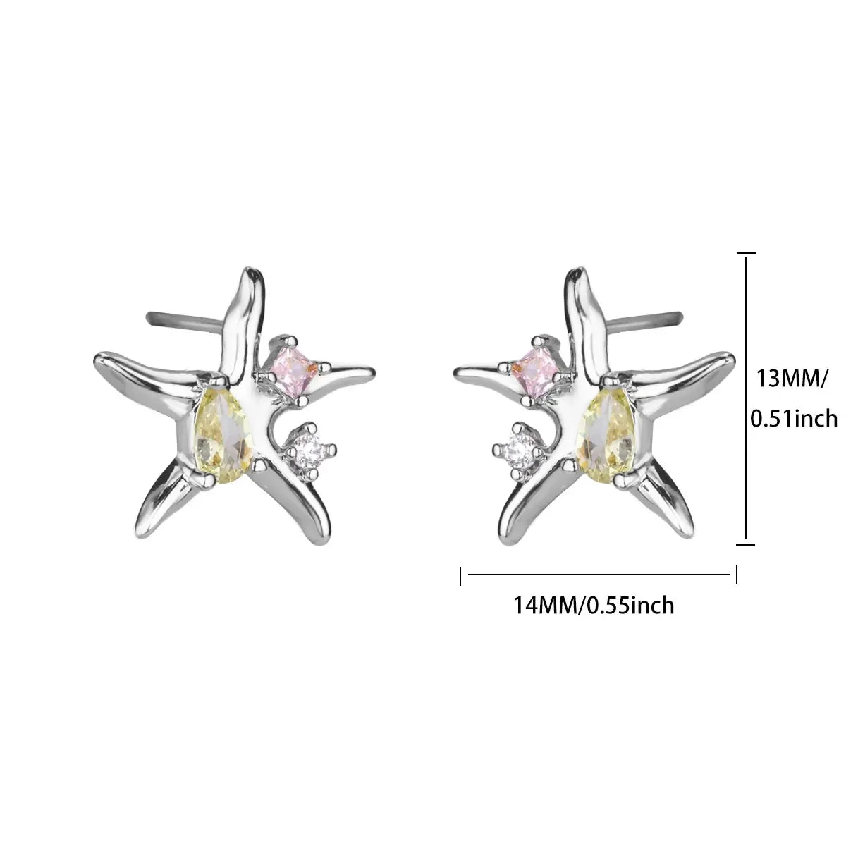 ICFTZWECN Vintage Starfish Stainless Steel Stud Earrings