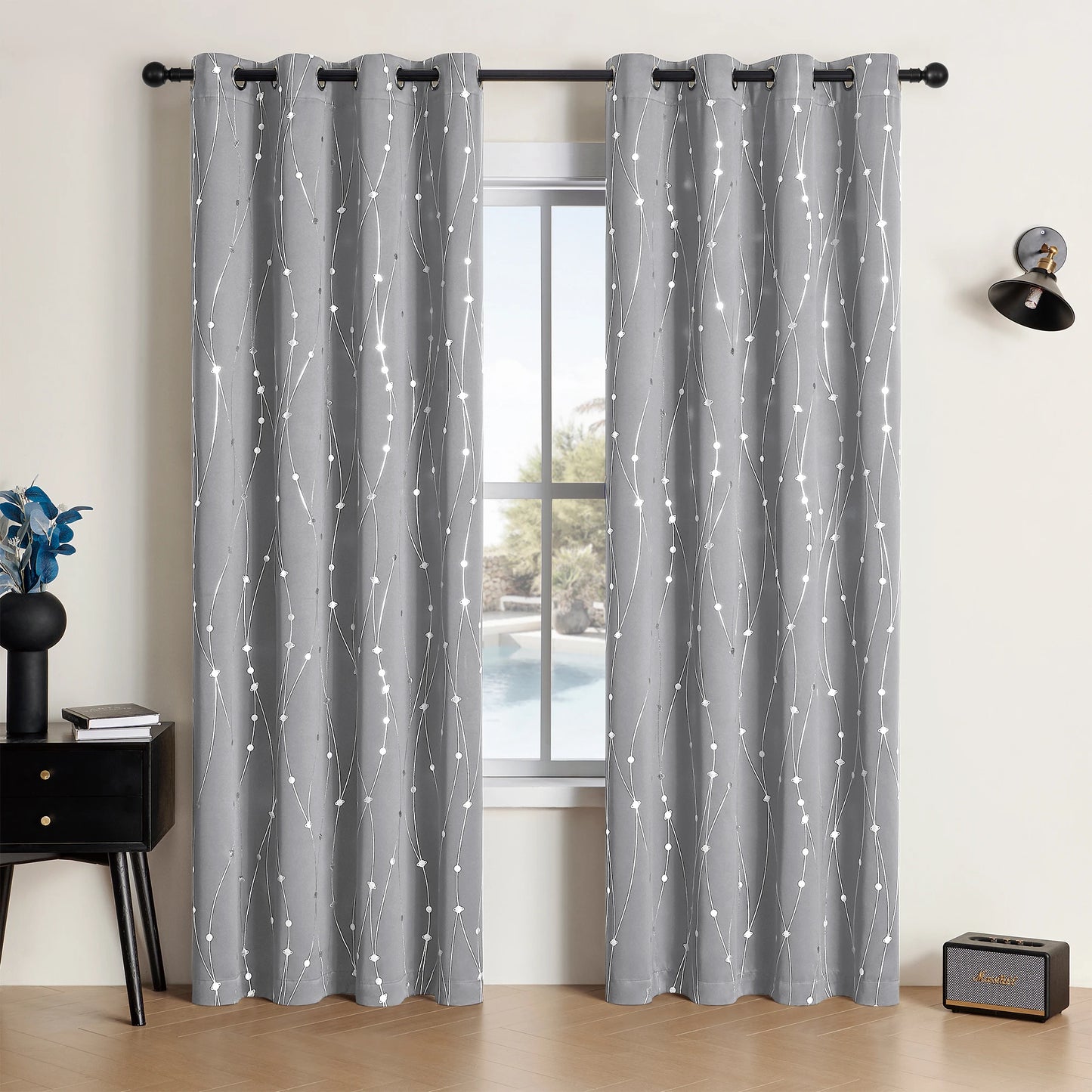 Zhejiang Craft Of Weaving Sliver Print Blackout Curtains 2