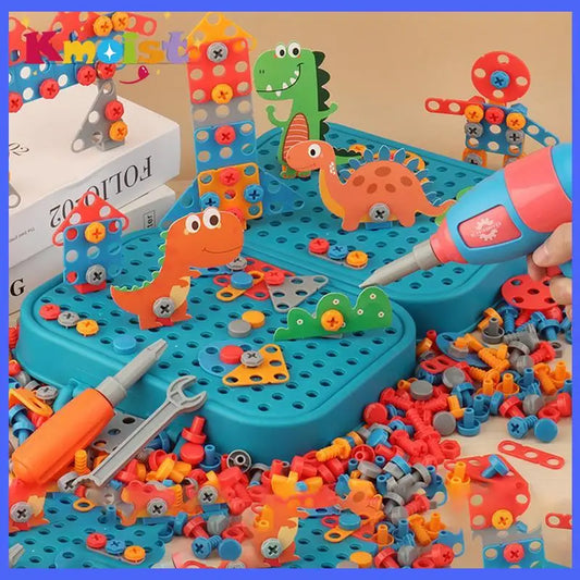 Kmoist Electric Toolbox Pretend Play Carpenter Set for Kids