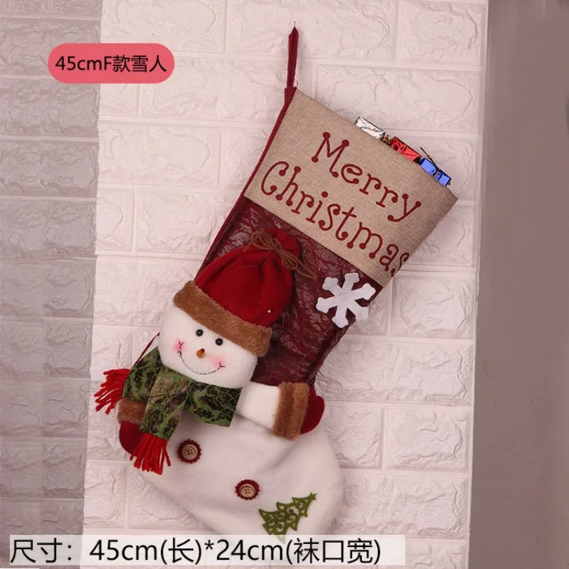 New Large Christmas Socks Gift Candy Bag Cartoon Gift Bag Christmas Decorations Gift for Family