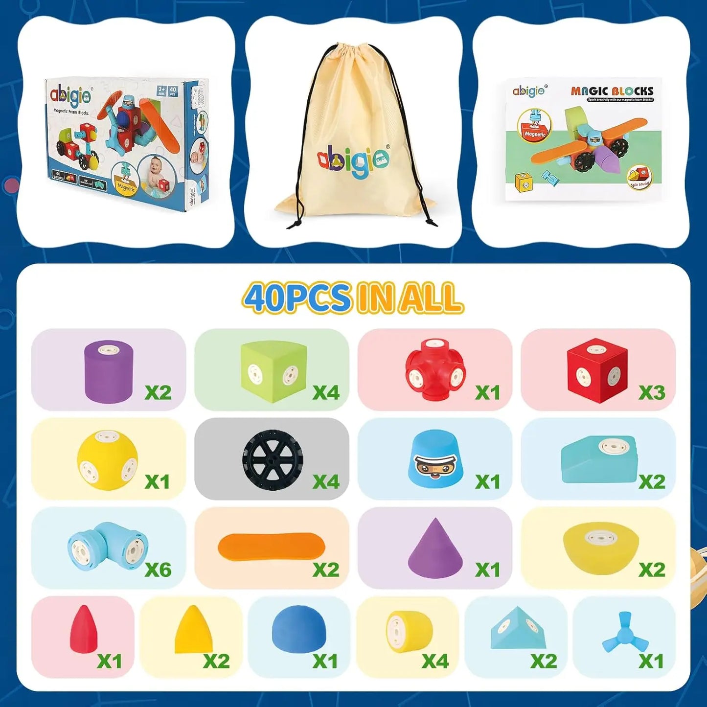 Hign-concerned Foam Magnetic Building Blocks 40 Pieces