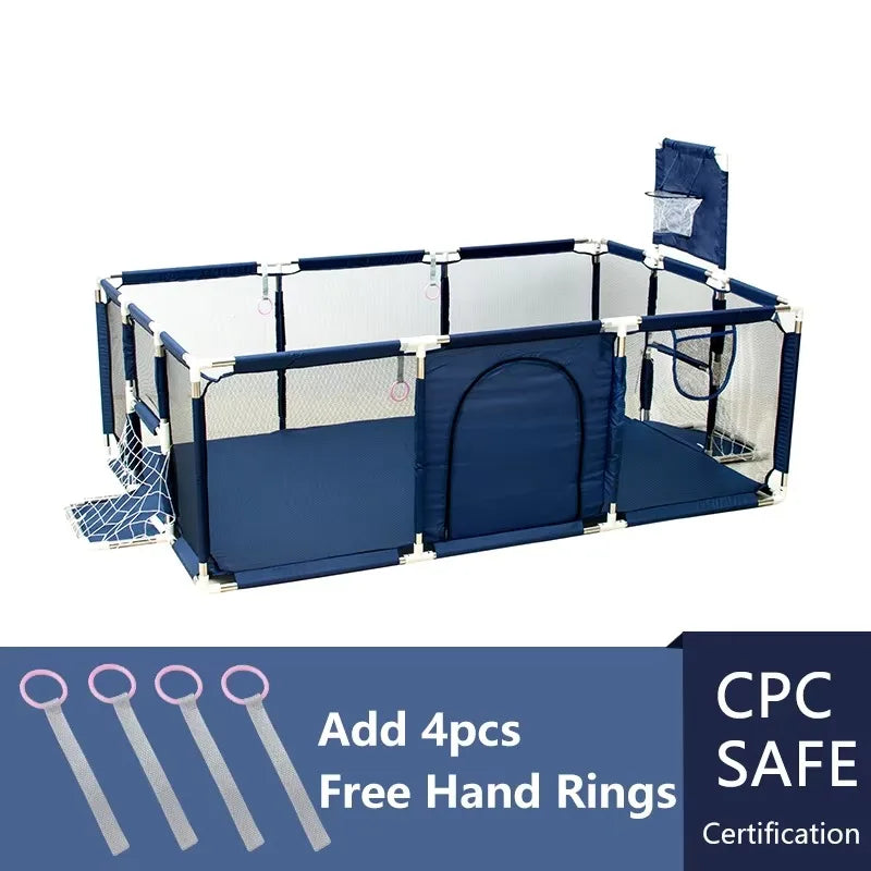 Baby Playpen With Pull Rings Indoor Playground Ball Pool Fence For Kids Safety At Home