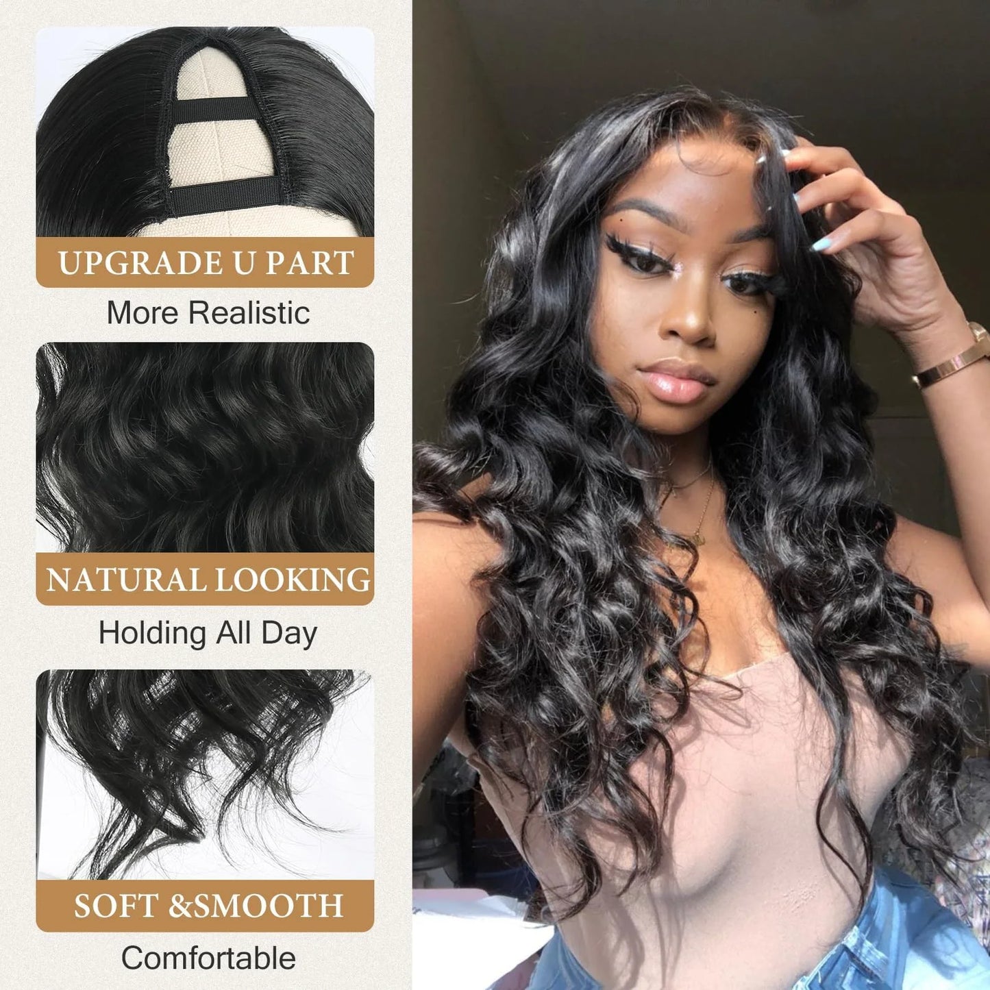 Friziracap Body Wave V Part Wig Human Hair 250 Density