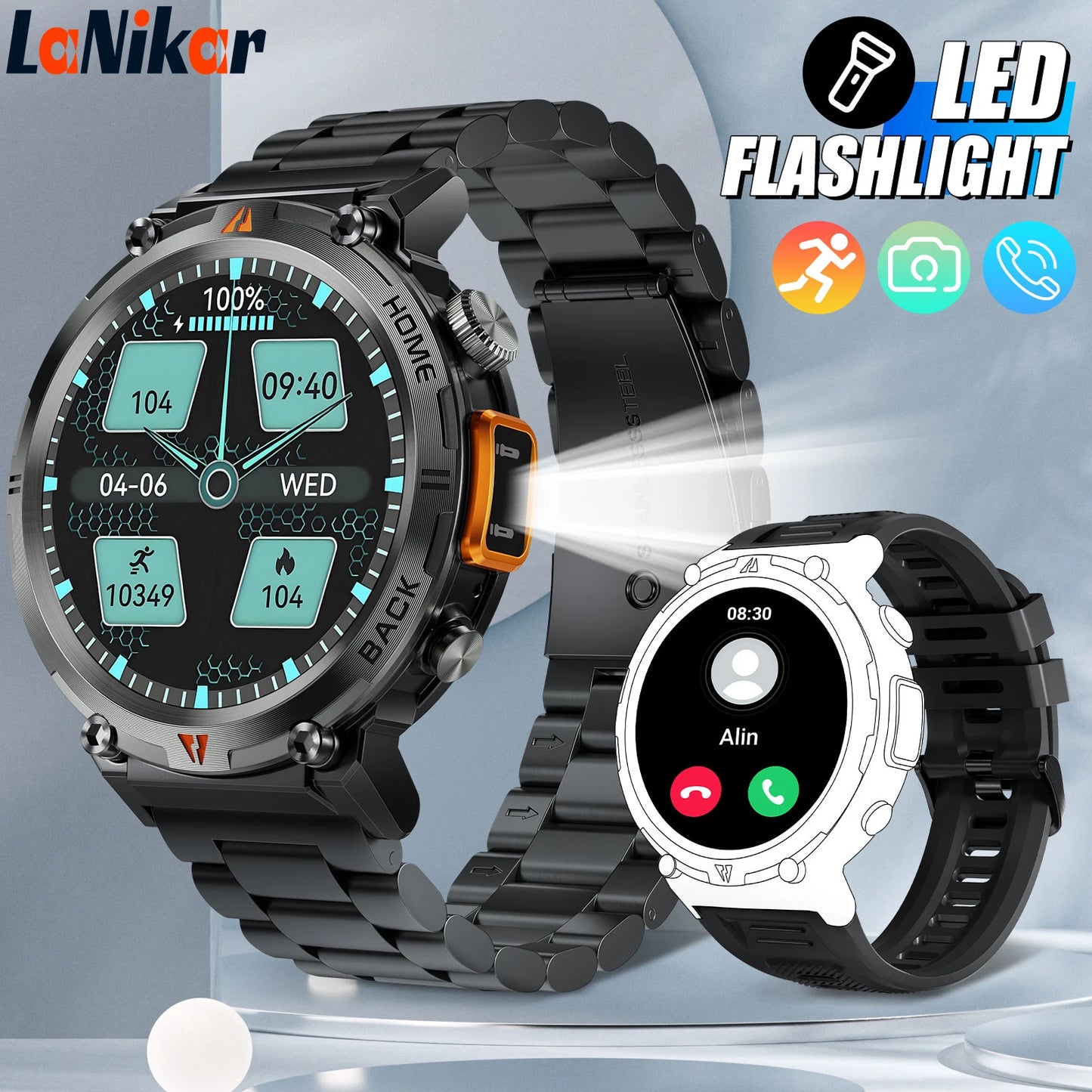 LaNikar KE3 Bluetooth Call Smart Watch Men Full Touch