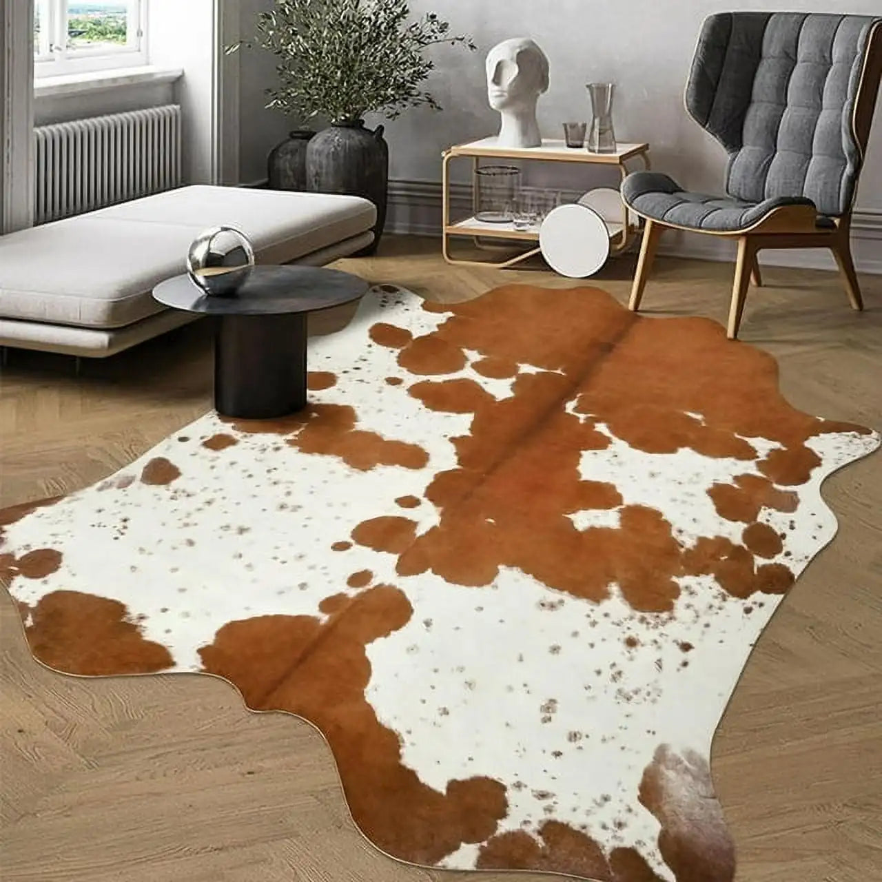LochasCN American Style Animal Print Faux Fur Rug Decor