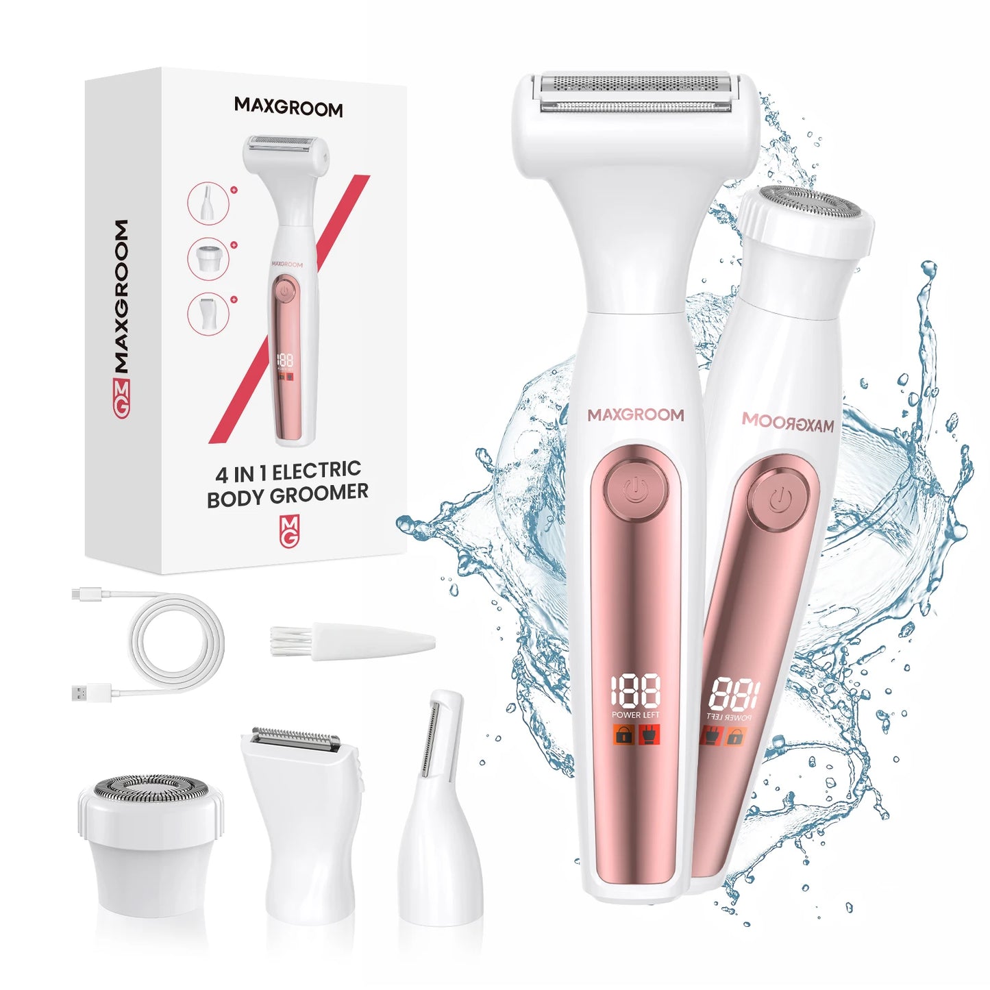 MAXGROOM 4 in 1 Body Hair Trimmer Kit Women Rechargeable