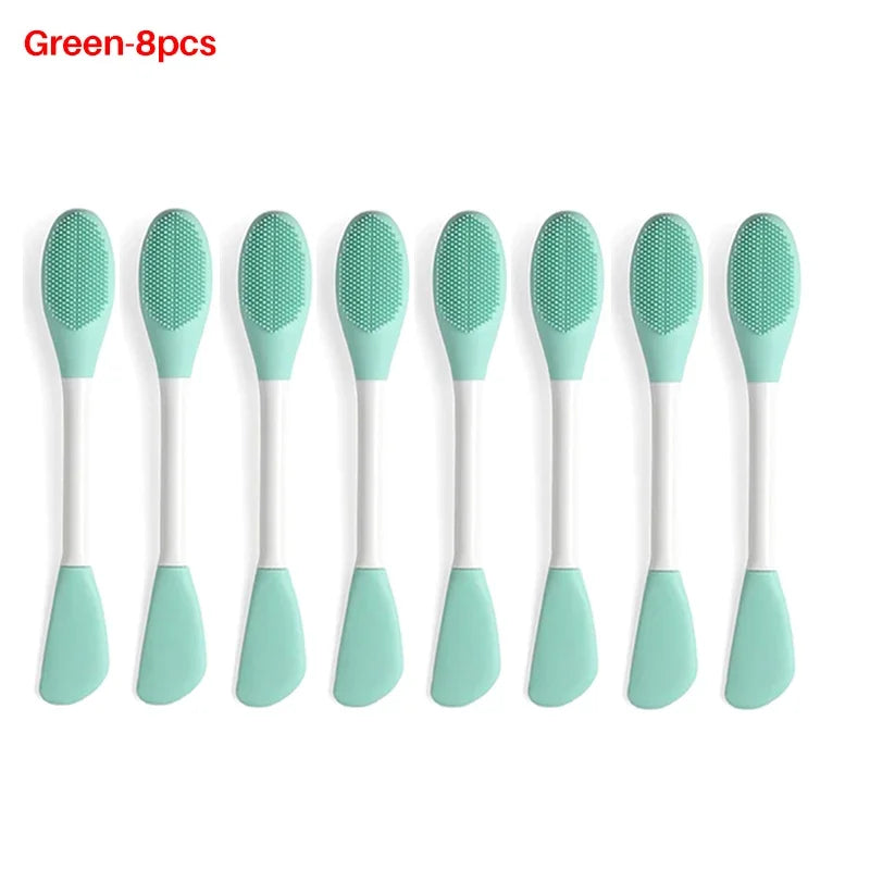 8/4/2pcs Silicone Face Mask Brush 2 in 1 Double-Head Manual Cleansing Brushes Facial Scrubber Mud Film Applicator Skin Care Tool