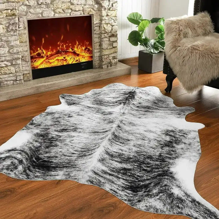 LochasCN American Style Animal Print Faux Fur Rug Decor