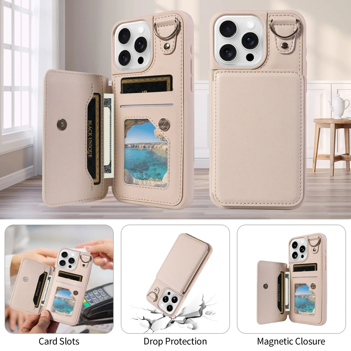 Compatible Apple Crossbody RFID Blocking Card Holder Wallet