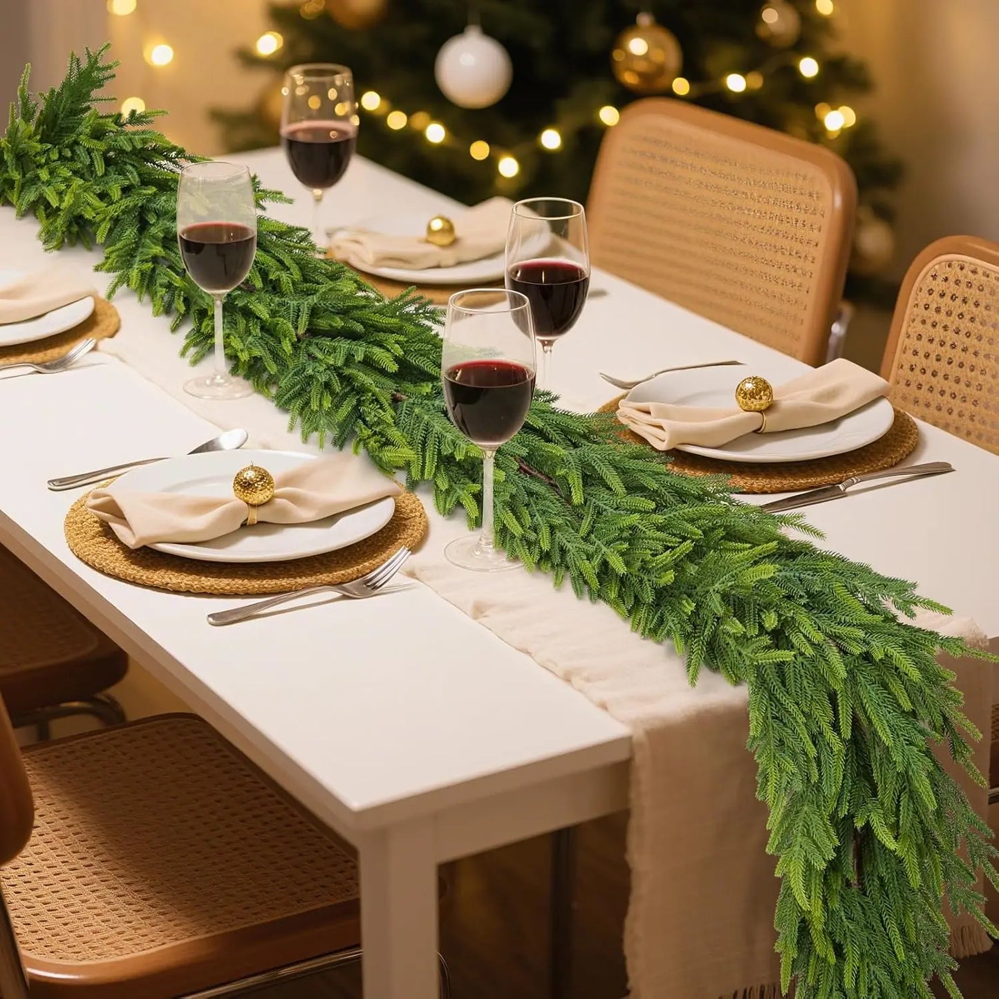 Realistic Christmas Garland Norfolk Pine Dense Artificial Greenery For Mantle And Stairs Decor