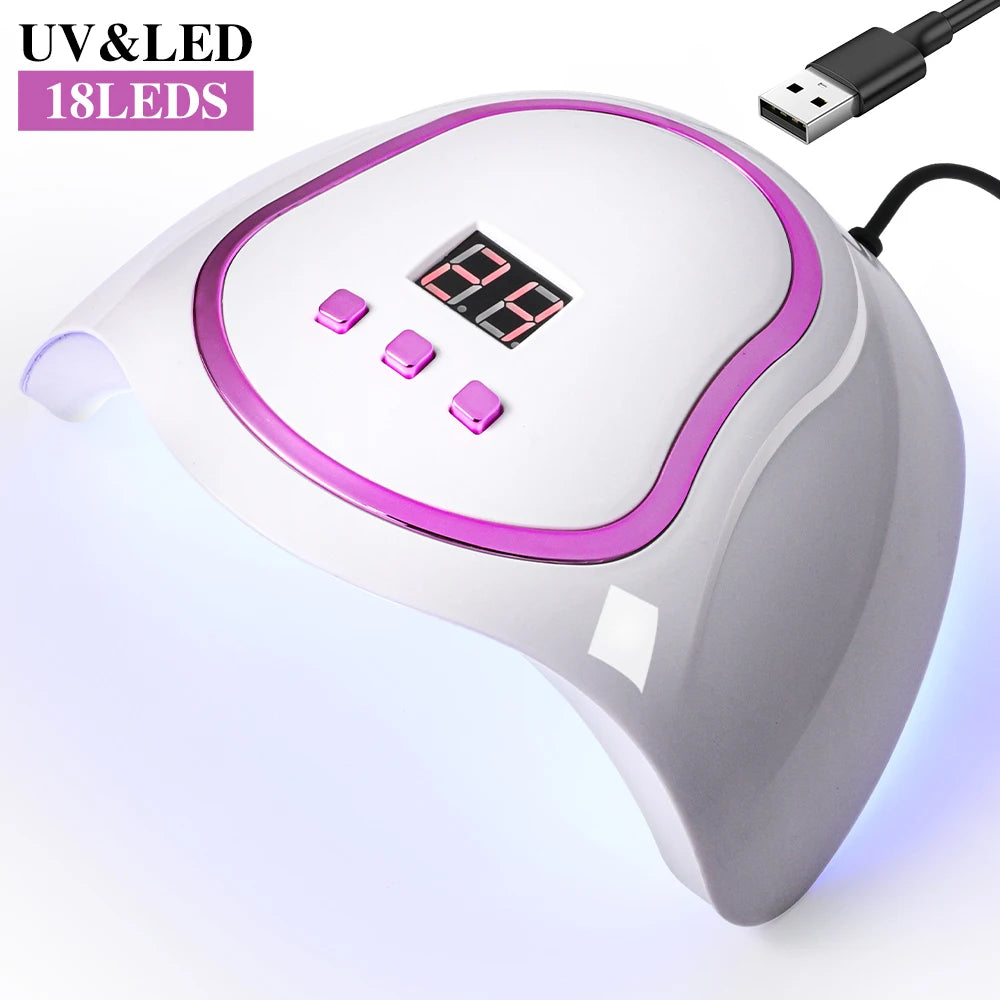 UV/LED Nail Lamp with 18 LEDS Quick Drying Professional Nails Light Have LCD Display for Gel Polish Manicure Salon/Home Tools