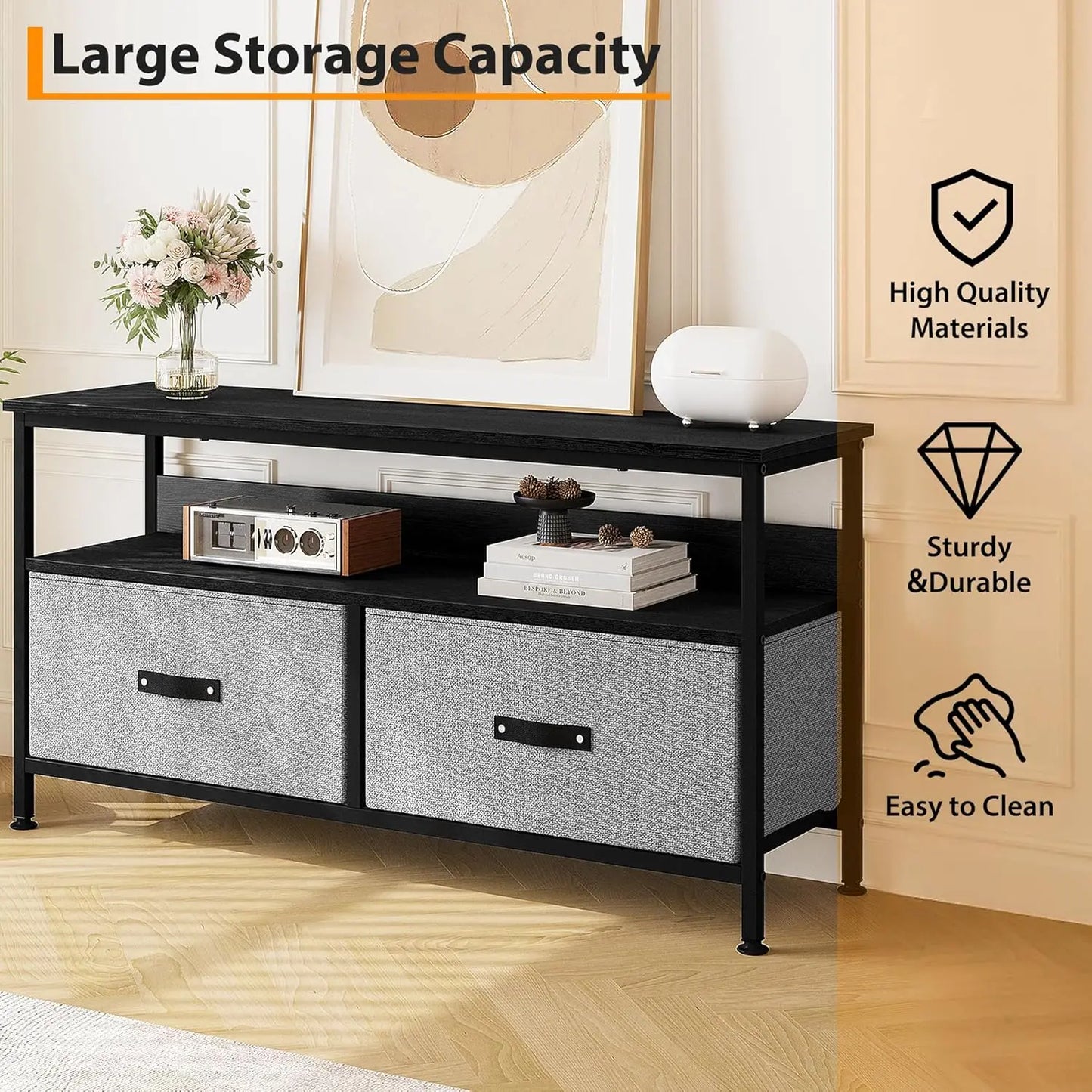 TWISTER.CK TV Stand With Storage Two Drawers For Living Room