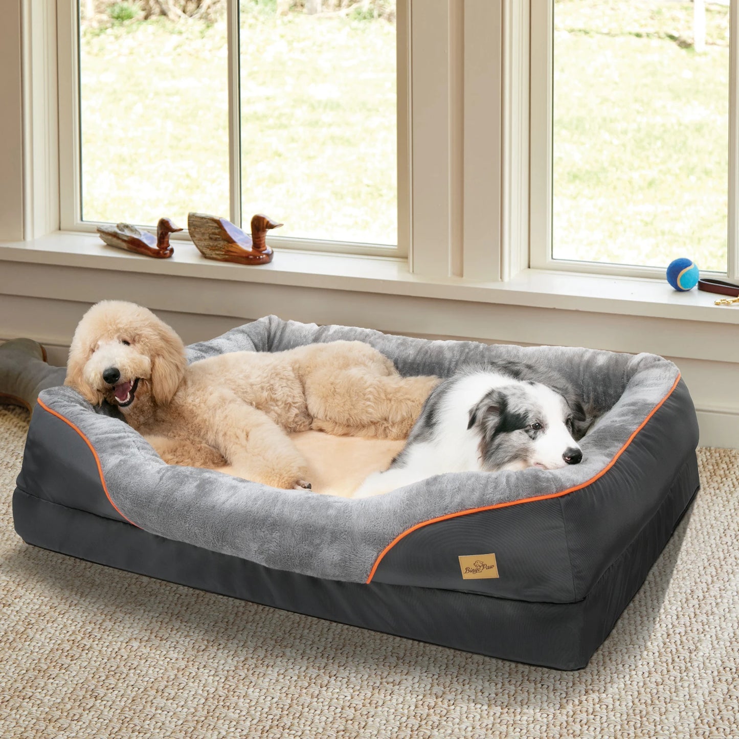 BINGOPAWCN Large Dog Bed Cozy Fleece Washable Waterproof