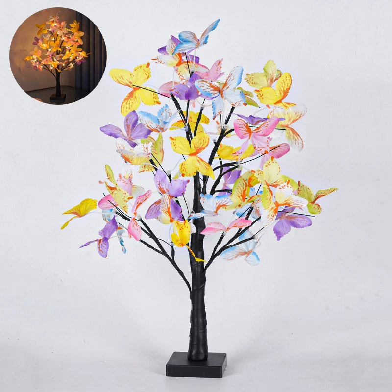 Tabletop Bonsai Tree Lights, Butterfly Tree Lamp, DIY Decorative LED Night Light,for Gift Party Holiday Camping Summer Home Deco