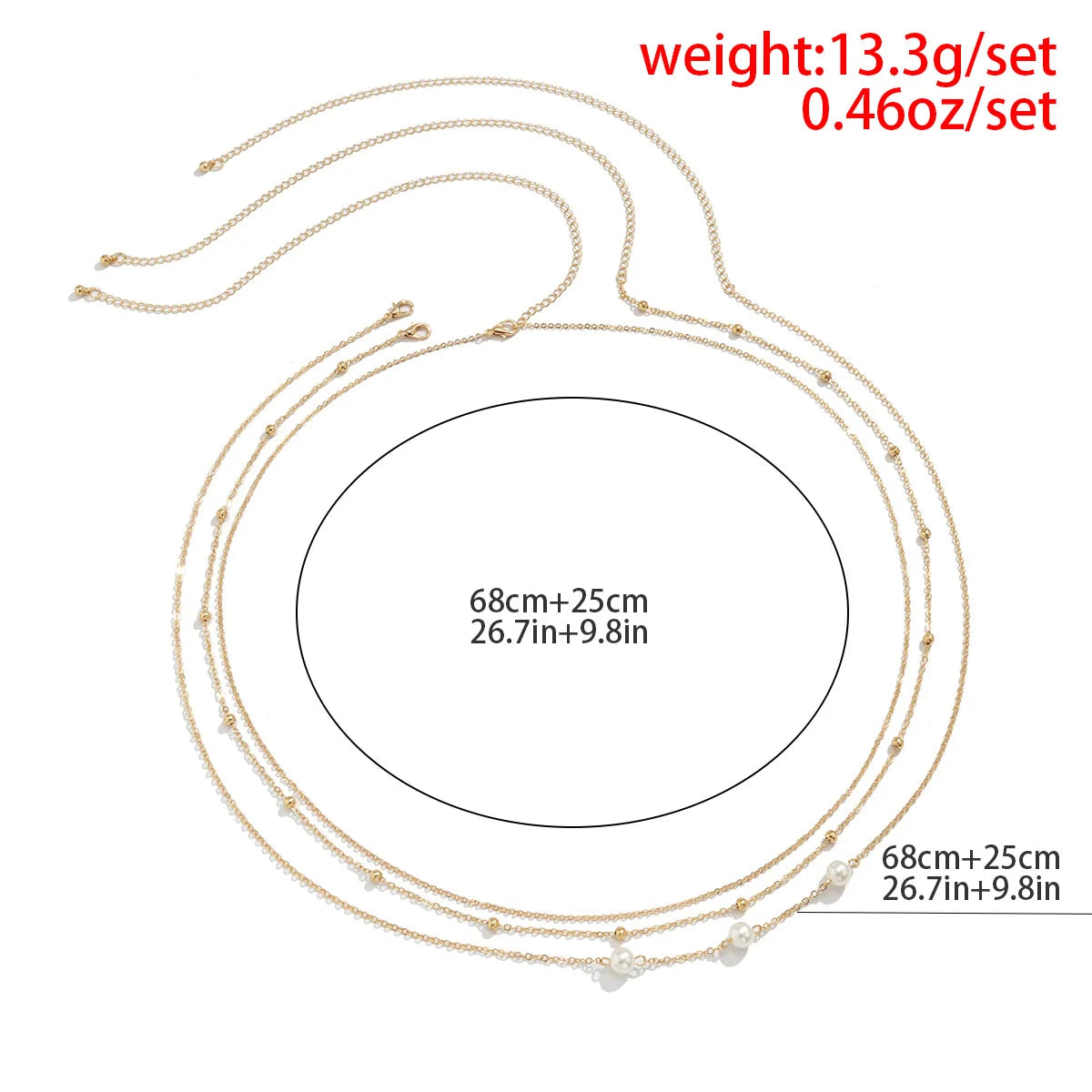 Imitation Pearl Beaded Belly Chain Metal Body Chain