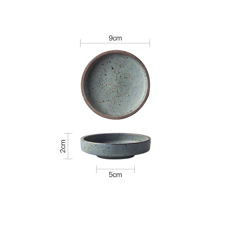 Retro Ceramic Round Sauce Dish Dipping Plate For Soy Sauce