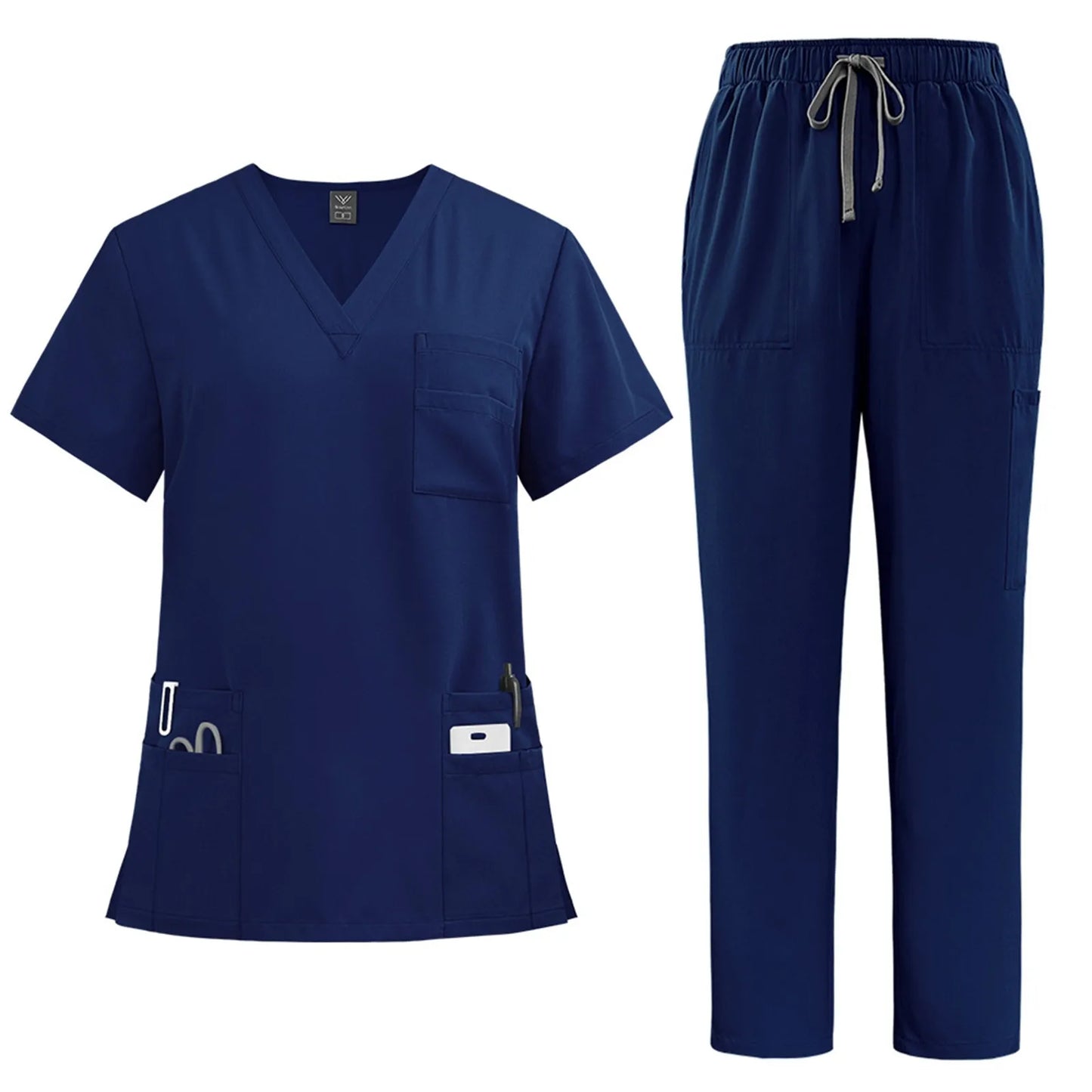 Medical Nurse Uniform 2Piece Scrubs Set Women Polyester