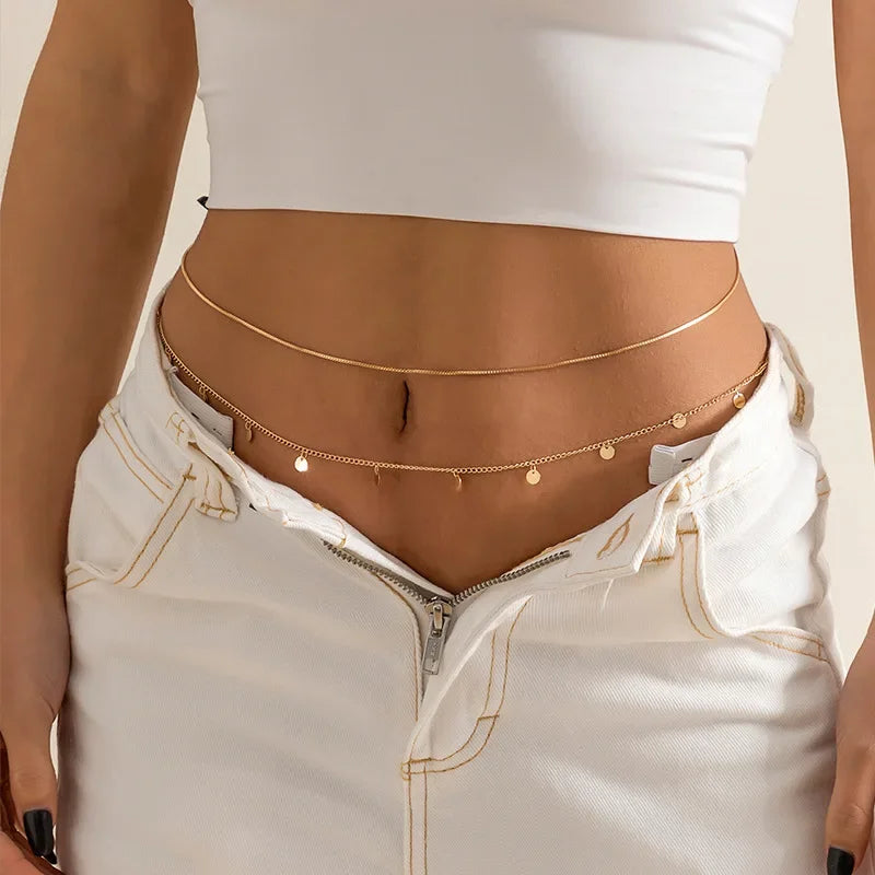 Imitation Pearl Beaded Belly Chain Metal Body Chain