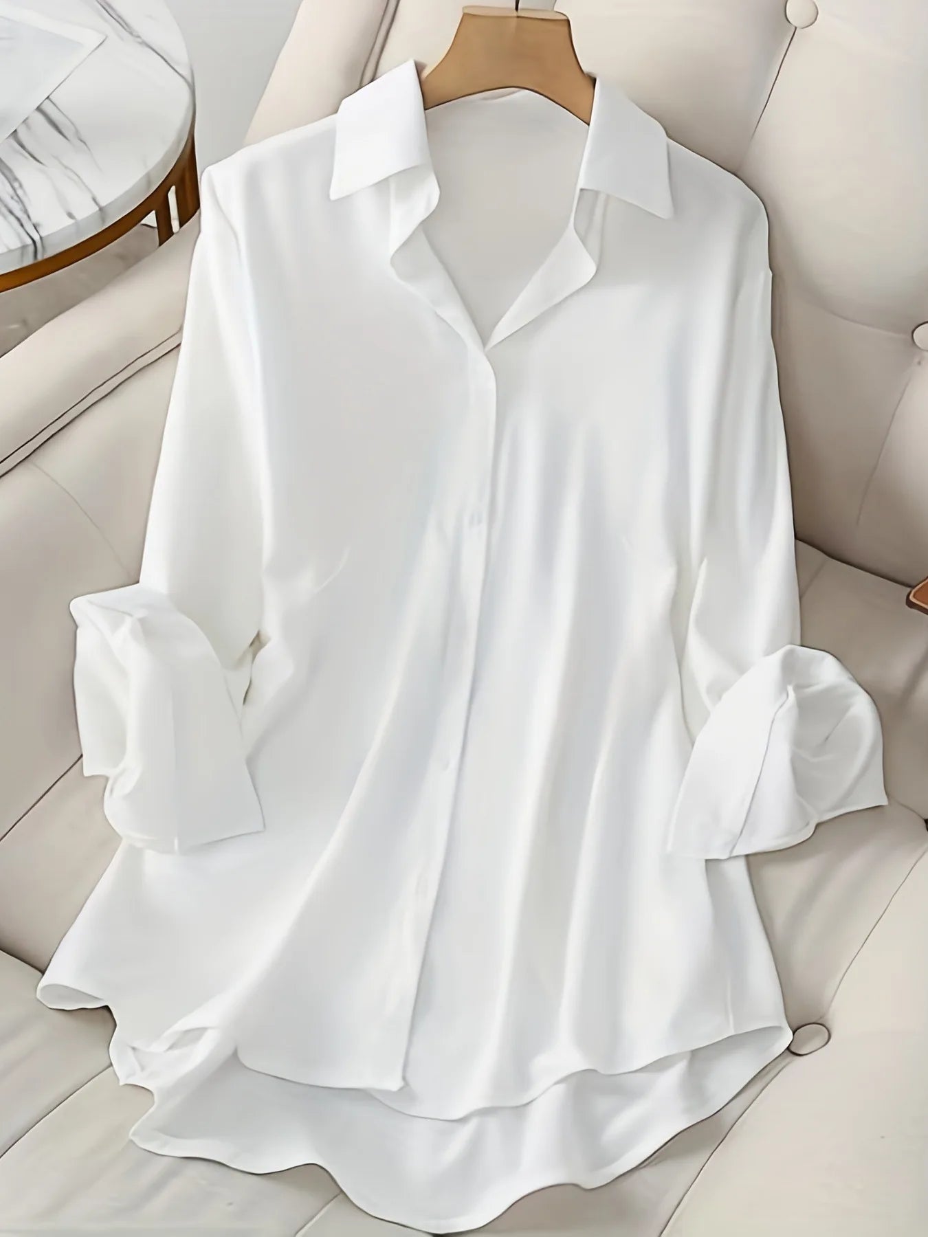 Plus Size White Top Women's Oversize Single-breasted Shirts Lapel Spring and Summer Thin Travel Essential Suitable for Commuting