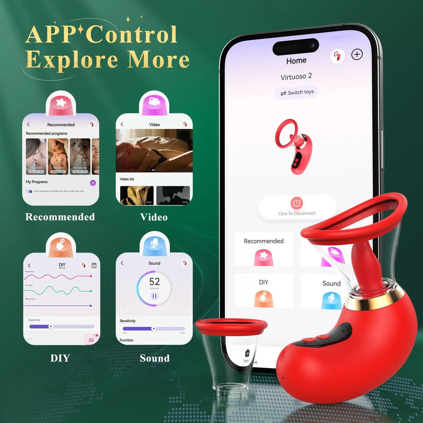 APP Control Clitoral Sucker Vibrator Tongue Licking Nipple Vagina Massager Clit Stimulator Female Masturbation Sex Toy for Women