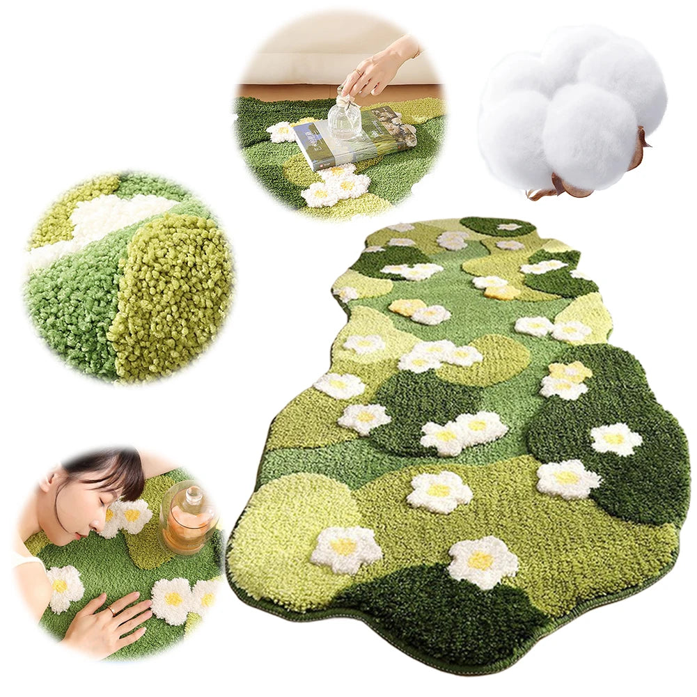 APWIKOGER Soft Nordic 3D Moss Area Rug Plush Bedroom Mat