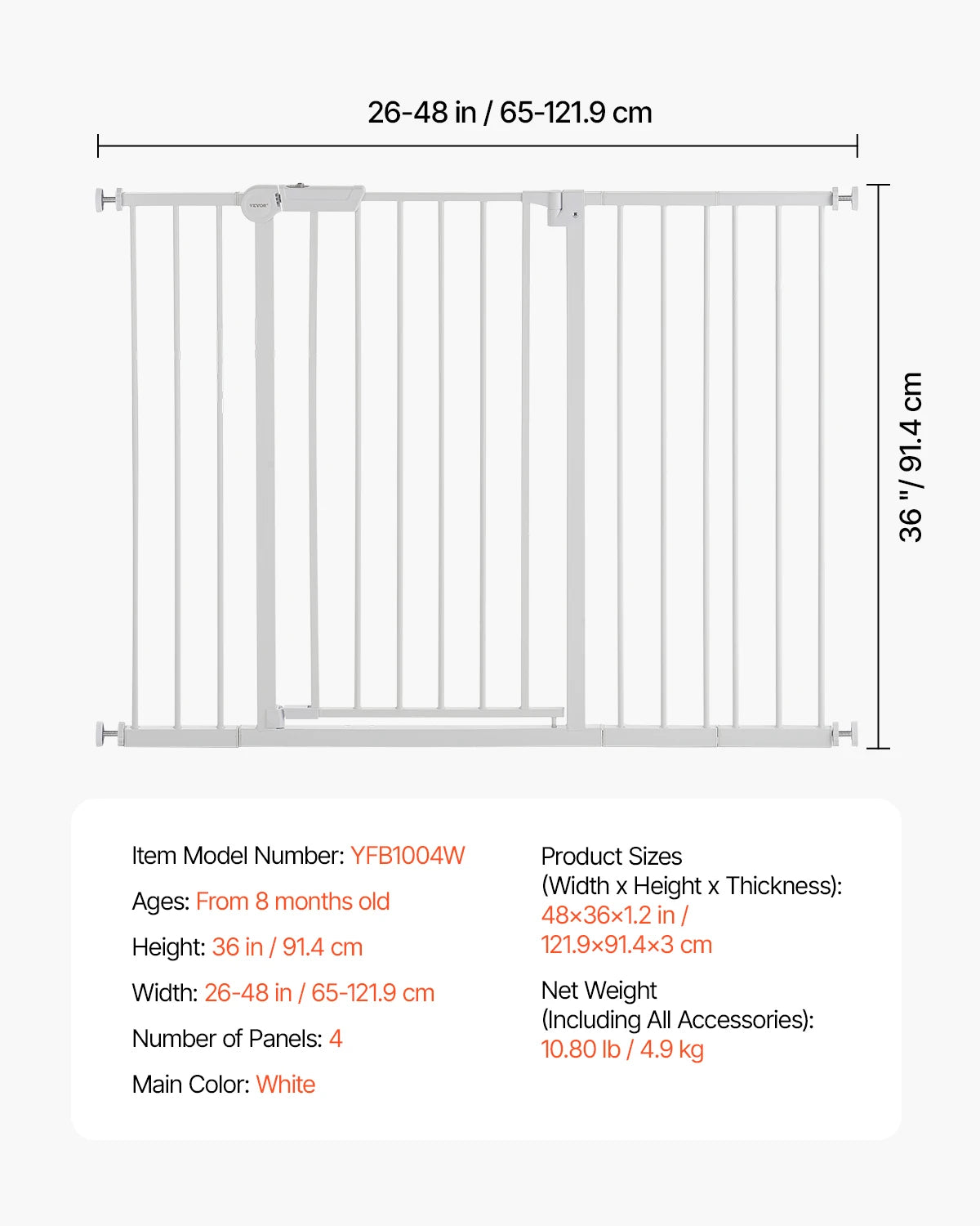 SucceBuy Baby Gate Walk Through Pressure Mount for Dogs