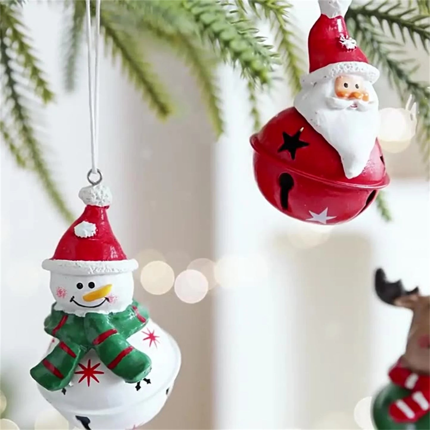 HandcraftedMetal Christmas Bell Pendant Snowman Ornament For Festive Evergreen Decoration