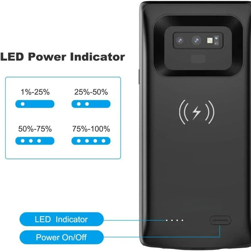 Samsung Galaxy Note 9 Battery Charger Case 6500mAh Wireless