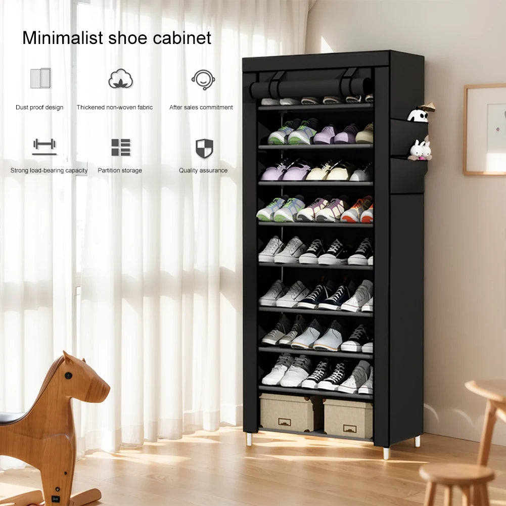High-concerned 10-Layer Fabric Cover Shoes Cabinet Dustproof Rack