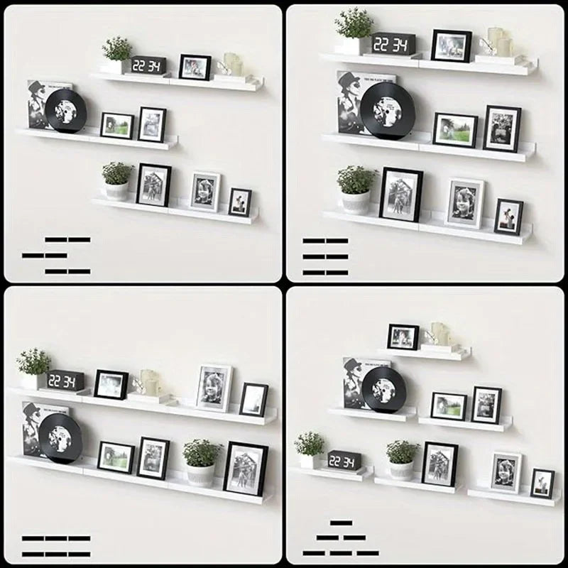 Hign-concerned 6-Piece Wall Shelf Set Wall Mounted Wood Storage Organizer