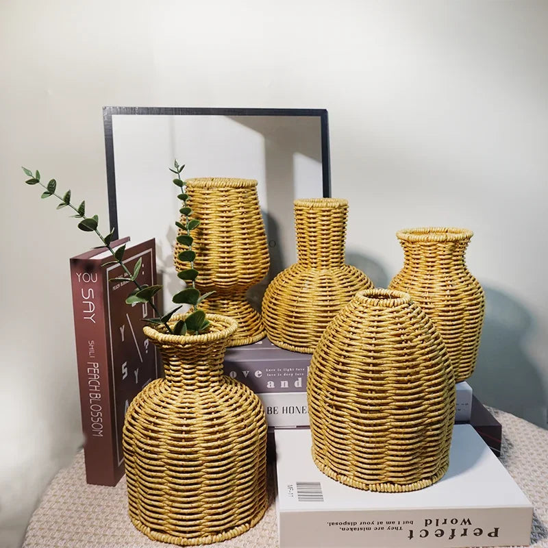 Function Japanese Handwoven Desktop Vase Arrangement Basket Zen Decor