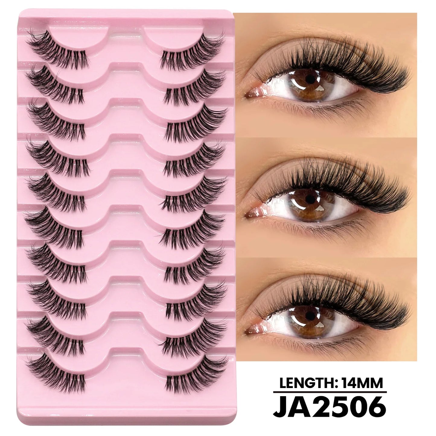 Two Boxs Half Eyelashes Natural Fluffy Cat Eye Lashes Soft Wispy Faux Mink Lashes Winged End Eye Elongated Eyelashes