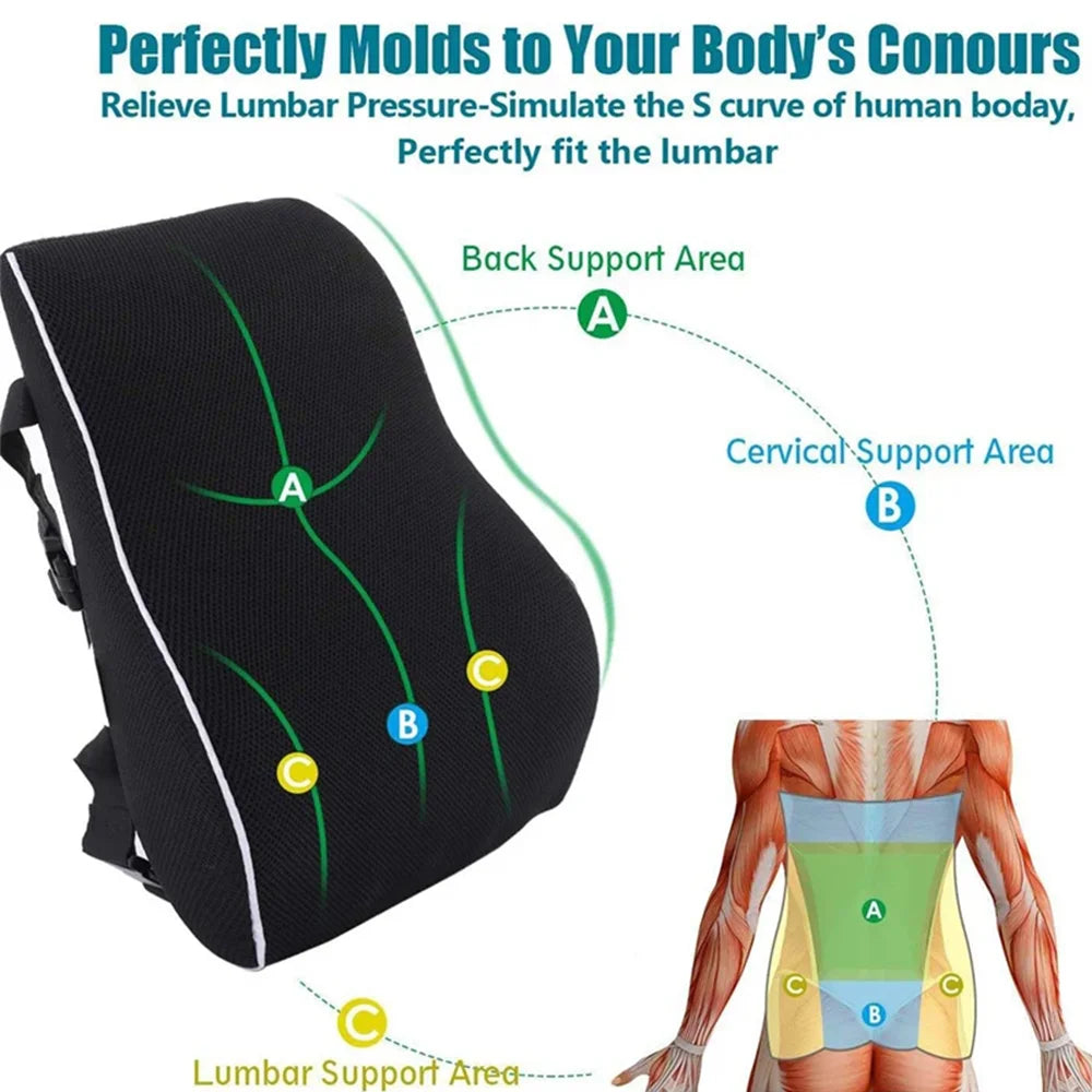 HubeiCraft Lumbar Pillow Memory Foam Car Seat Cushion