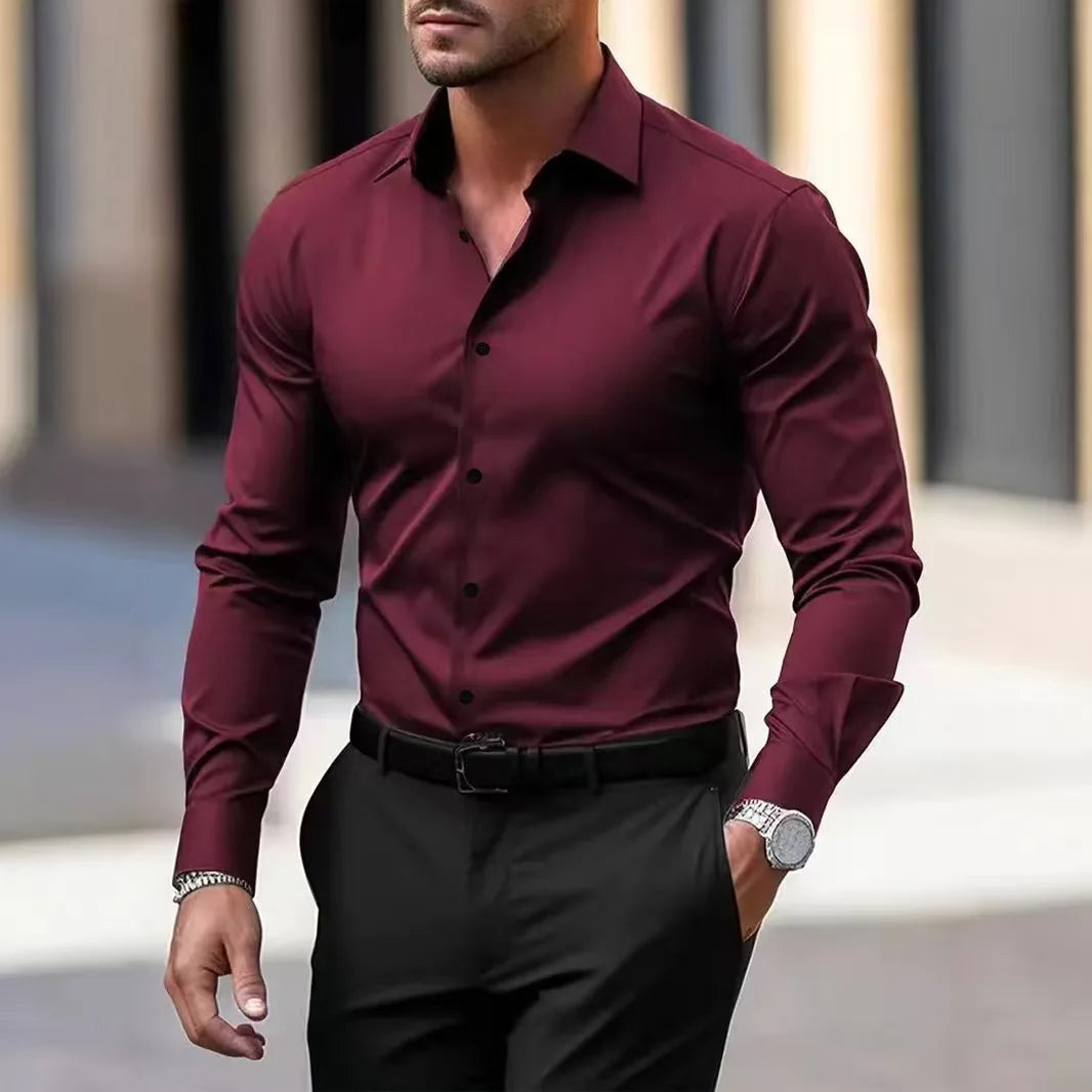 CN Guangdong Mens Business Casual Long Sleeve Shirt Spring And Autumn Stretch