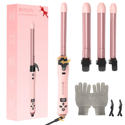 Hair Curler Ceramic Curling Iron Wand Set With Interchangeable Ceramic Barrel & Hair Clip & Heat Protective Glove Hair Styler