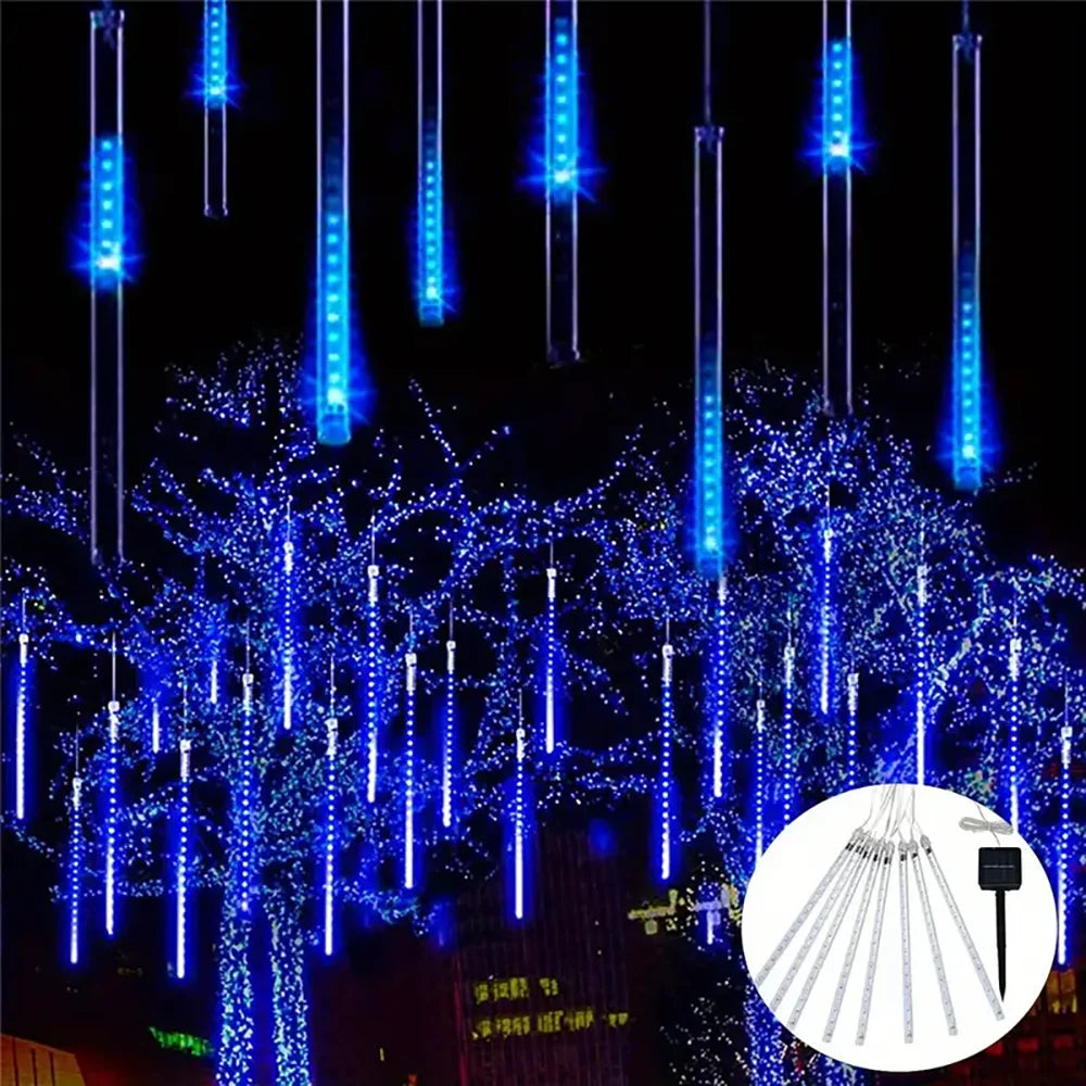 WELPUR Solar Meteor Shower Lights Waterproof String Lights