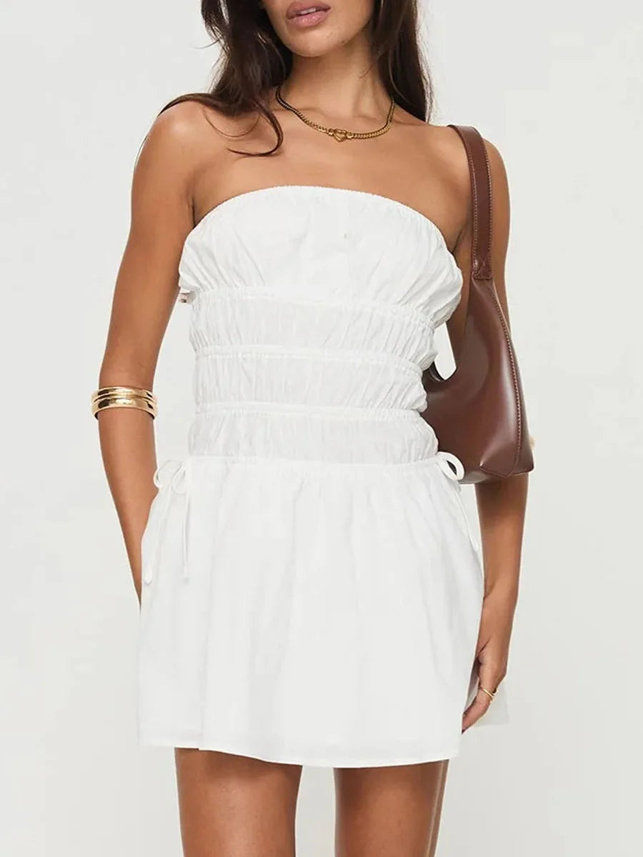 Hirigin Velvet Strapless Backless Party Dress for Women