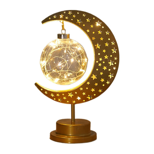 LED Night Light Star Moon Table Lamp Battery Operated For Bedroom Ramadan Decoration Office Home Decor