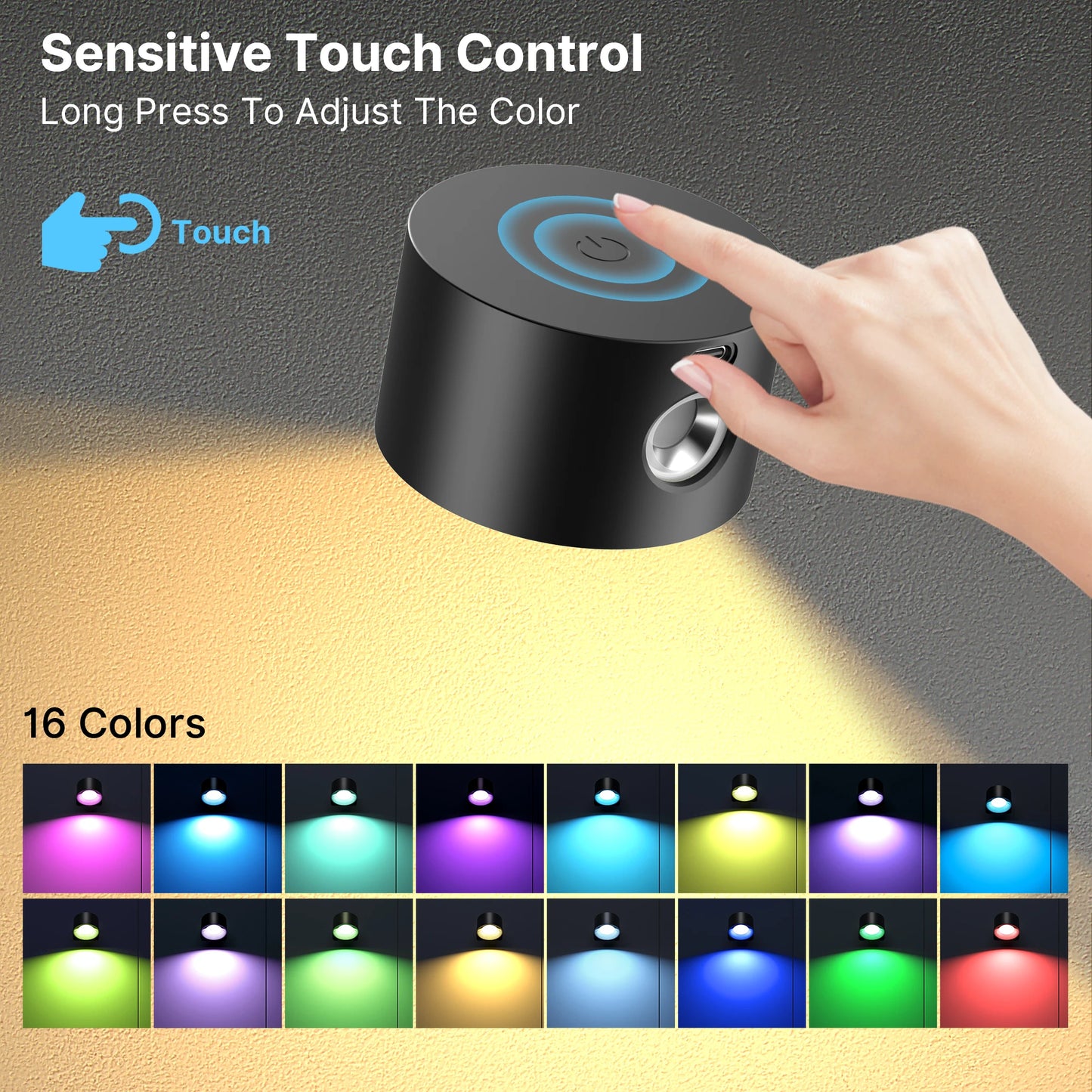 Aiopp RGB Ambience Dimmable Cordless Wall Lamp With Remote