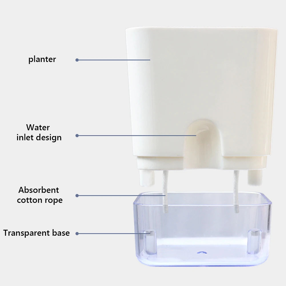 Shunmaii Self Watering Plant Pot With Cotton Rope Reservoir