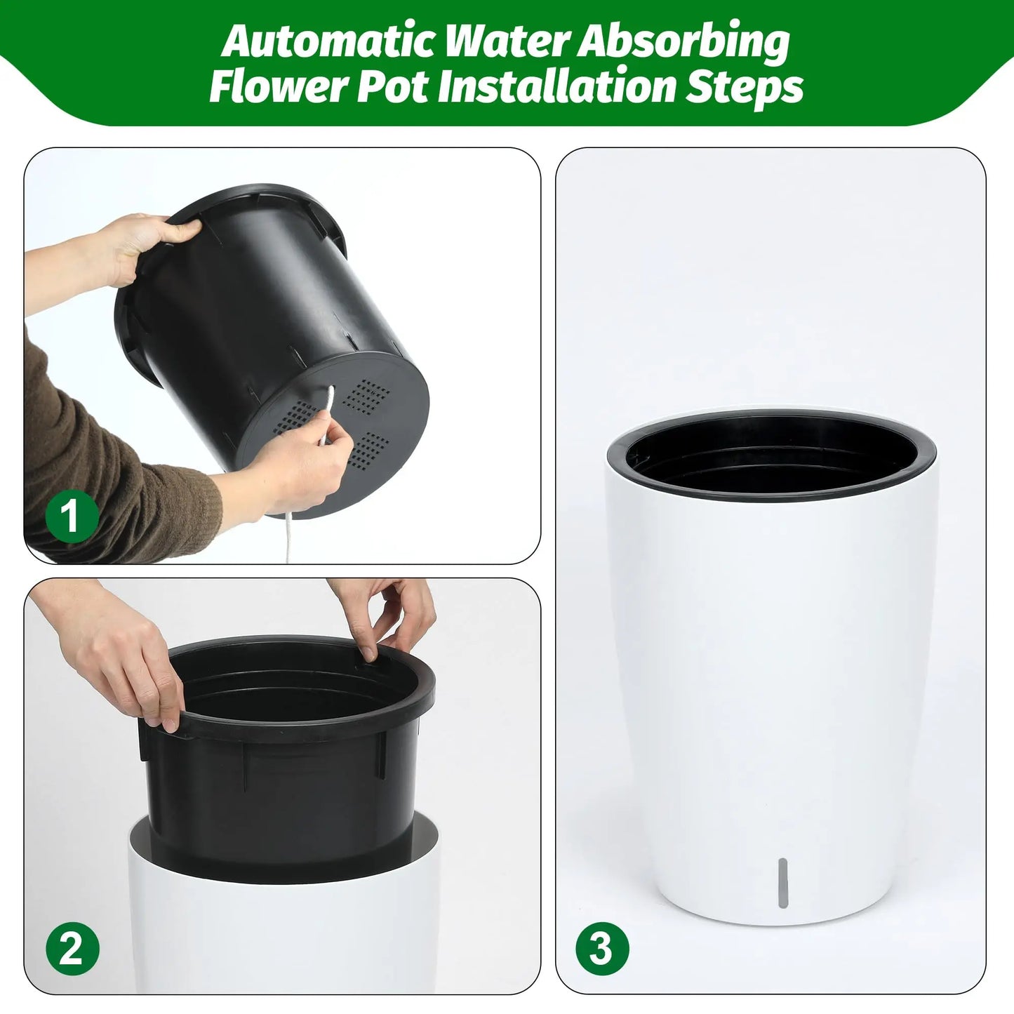 HiMISSH Self Watering Planters Set Of 2 With Built In Drainage And Visual Water Level Design