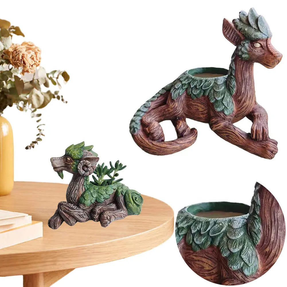 APWIKOGERH Dragon Tree Succulent Planter Resin Statue