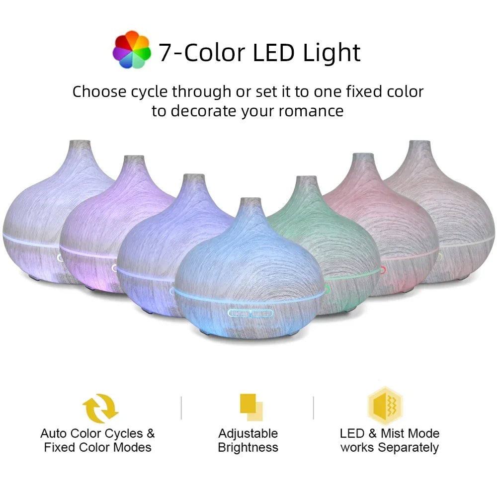 550ml Essential Oil Diffuser  Soundwave Tech, Auto Shut Off, 7 LED Colors with Remote Cool Mist Humidifier for Home & Office