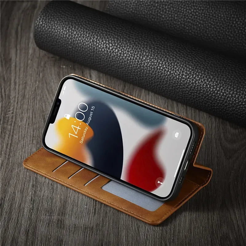 EUCAGR Leather Wallet Flip Case For iPhone Magnetic Cover